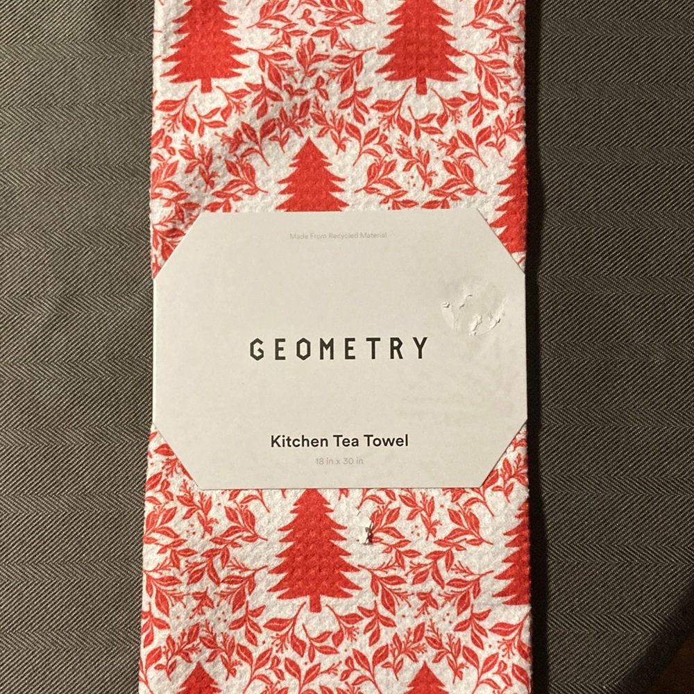 Geometry Red and White Kitchen Tea Towel